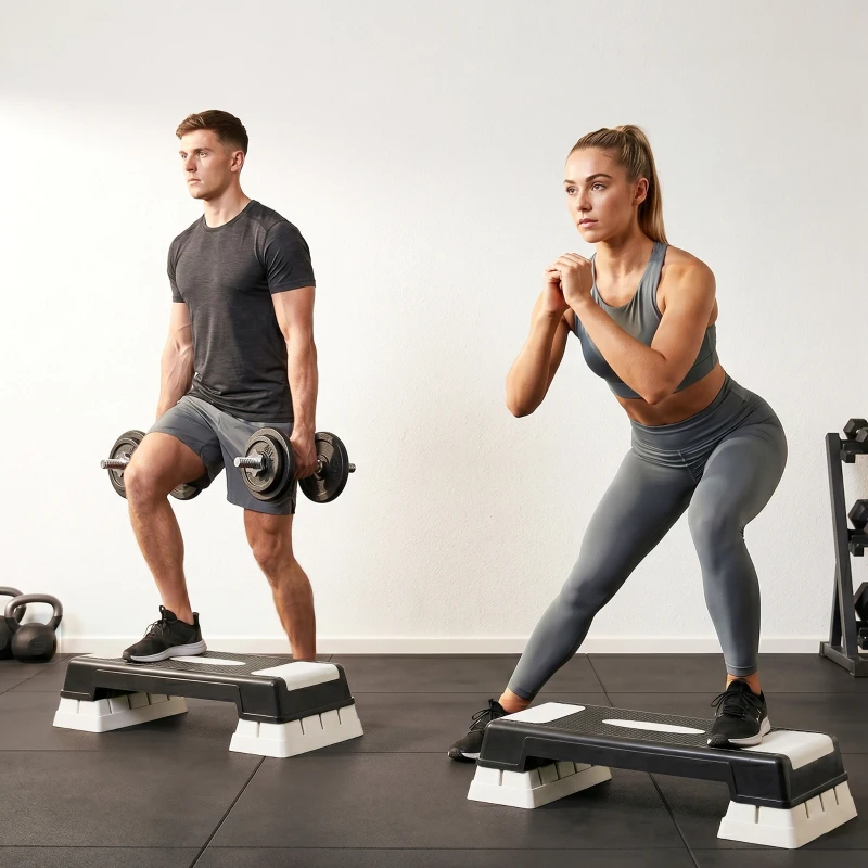 HOMCOM Stepboard stepper aerobics fitness hometrainer drievoudig in hoogte verstelbaar zwart