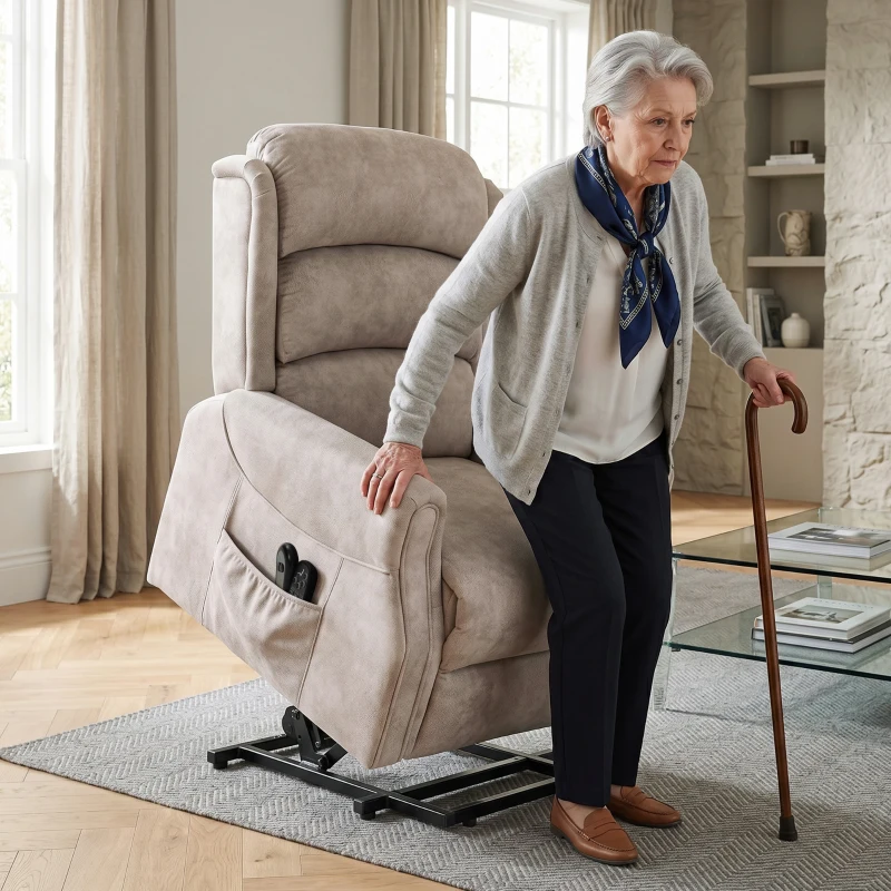 HOMCOM Fauteuil releveur électrique massage par vibrations et chaleur, fauteuil relax électrique en velours, 80x160x82cm, beige