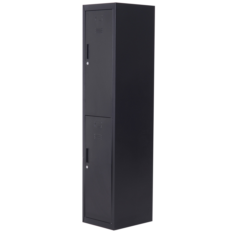 Vinsetto Armoire à casiers à 4 niveaux, casier vestiaire métallique avec 2 portes verrouillables à 2 clés, 38x46x180cm, noir