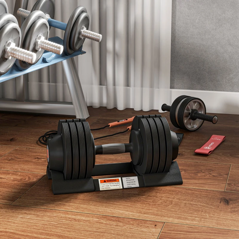 SPORTNOW Verstellbare Hantel, 7-24 kg Hantel mit Ablagefach, rutschfest Griff, Kurzhantel aus Kunststoff