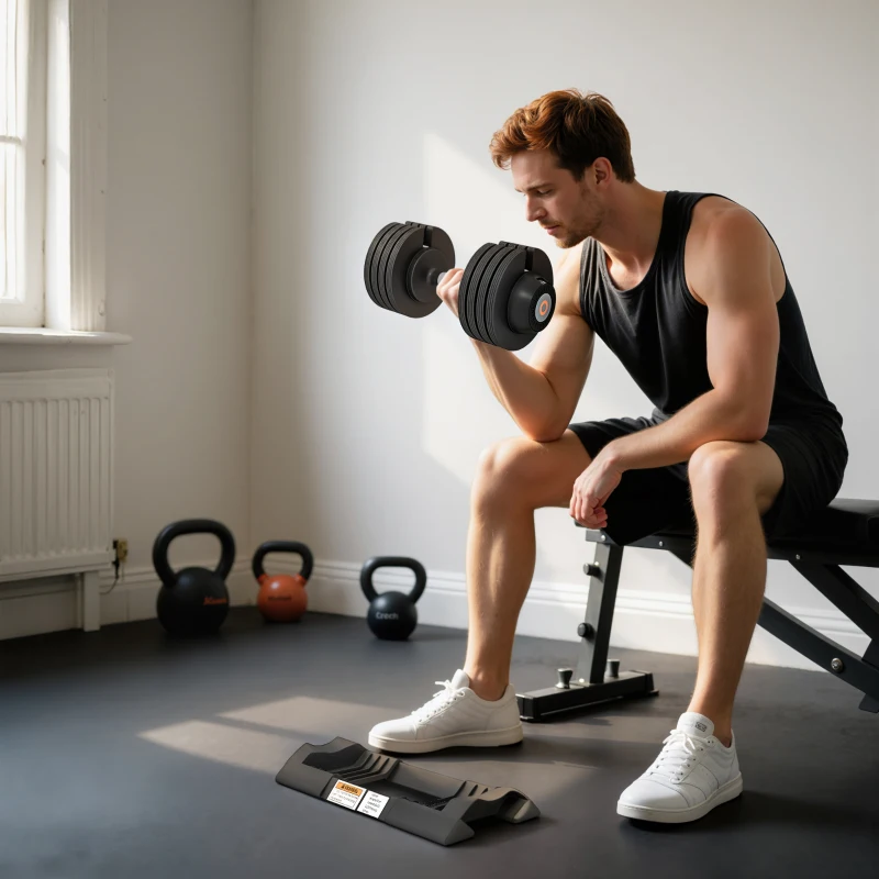 SPORTNOW Verstellbare Hantel, 7-24 kg Hantel mit Ablagefach, rutschfest Griff, Kurzhantel aus Kunststoff