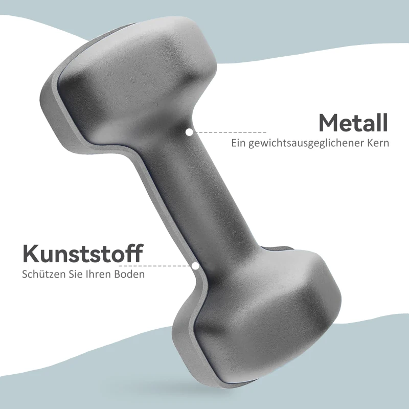 SPORTNOW 2 x 6 kg Kurzhantel-Set, sechseckiges Design, bodenfreundlich, rutschfest, Grau