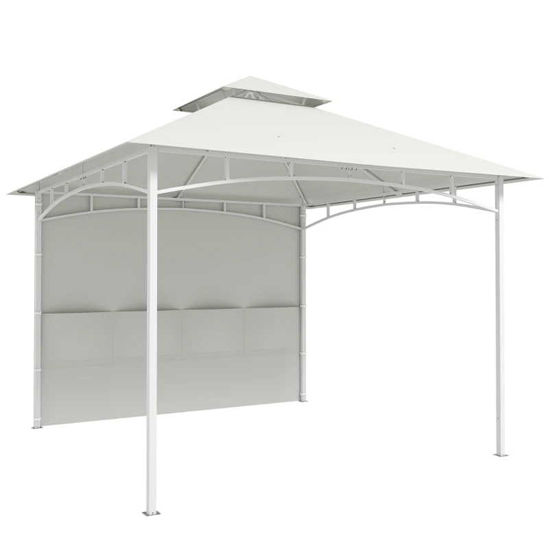 Outsunny Pavillon Tonnelle de Jardin Toit Double Rideaux et Poches de Rangement Crochet de Plafond 3 x 3 m Crème