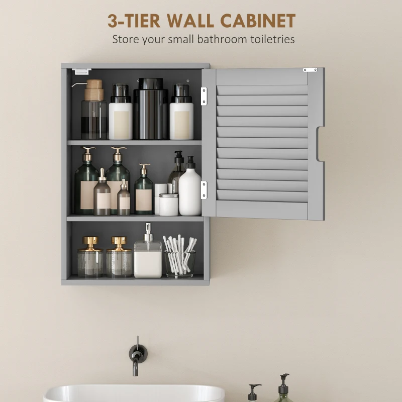 HOMCOM Bathroom Cabinet, Wall Mounted Storage Cabinet with Adjustable Shelves, 40 x 20 x 60 cm, Grey