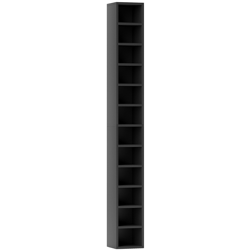 HOMCOM Rangements pour CD et DVD avec 12 compartiments, capacité max. 204 CD, 21 x 20 x 175 cm, noir