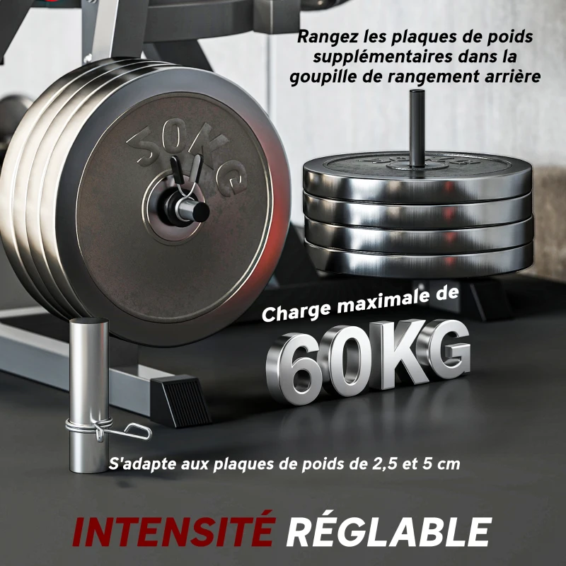 SPORTNOW Machine d'extension de jambe, étirement des jambes, capacité 120 kg, multifonction 100 x 90 x 105 cm acier noir