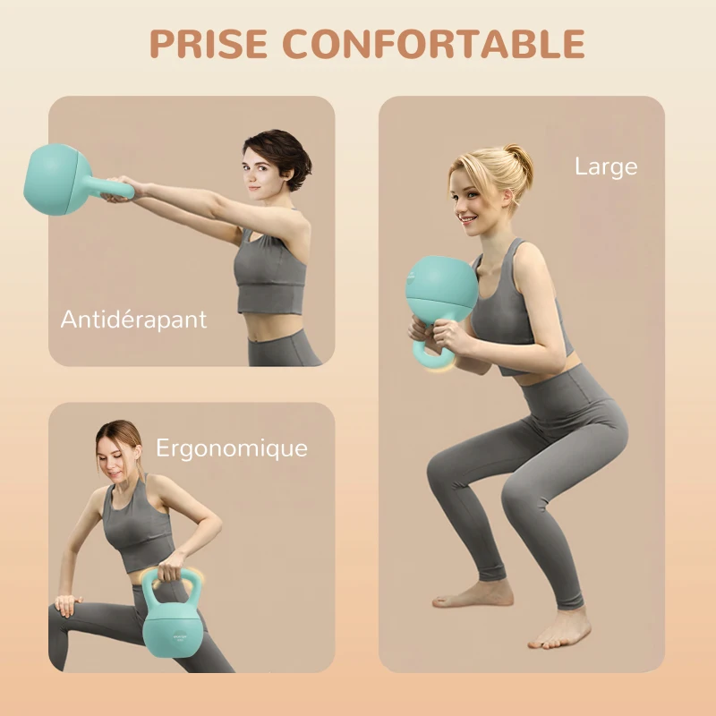SPORTNOW Kettlebell 6 kg haltère avec poignée antidérapante pour fitness musculation cardio, 19 x 19 x 28 cm vert