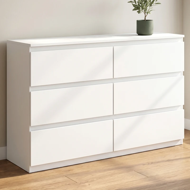 HOMCOM Ladekast met 3 laden, moderne opbergmeubels voor de slaapkamer, wit