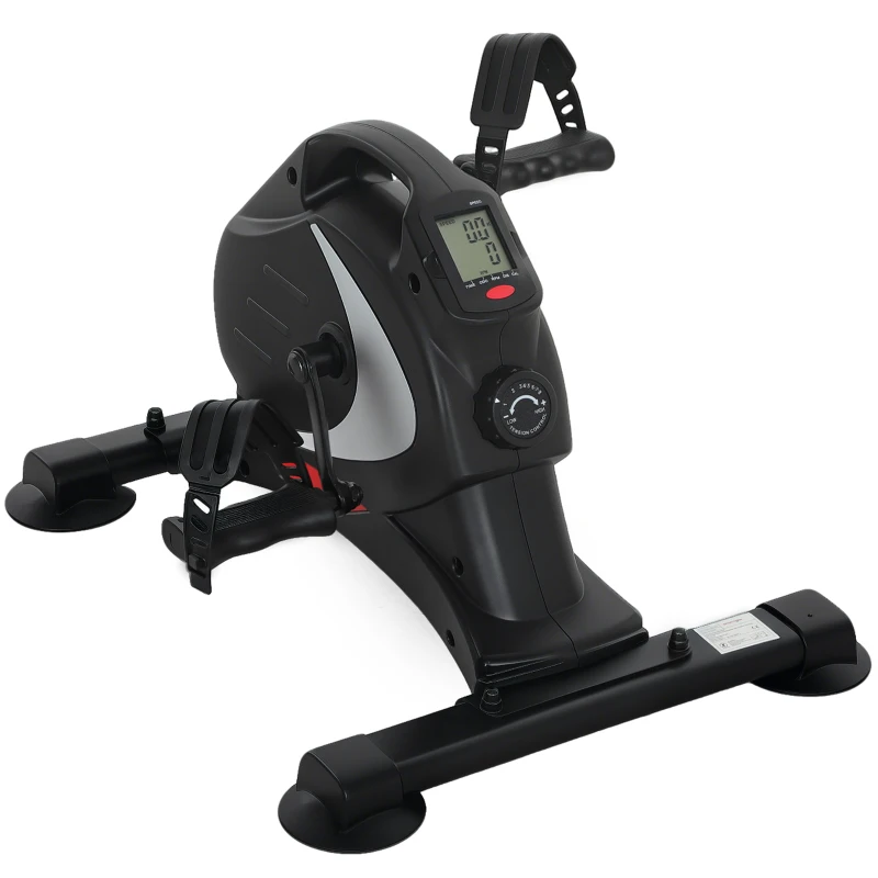 SPORTNOW Mini-trainingswiel, voetpedaaltrainer, trainingsapparaat met 8 weerstandsniveaus, LCD-display, metaal, kunststof, zwart