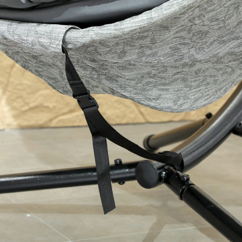 Outsunny Eivormige hangmand, hangstoel met schommelfunctie en opvouwbare mand, tuinstoel, bekerhouder, grijs