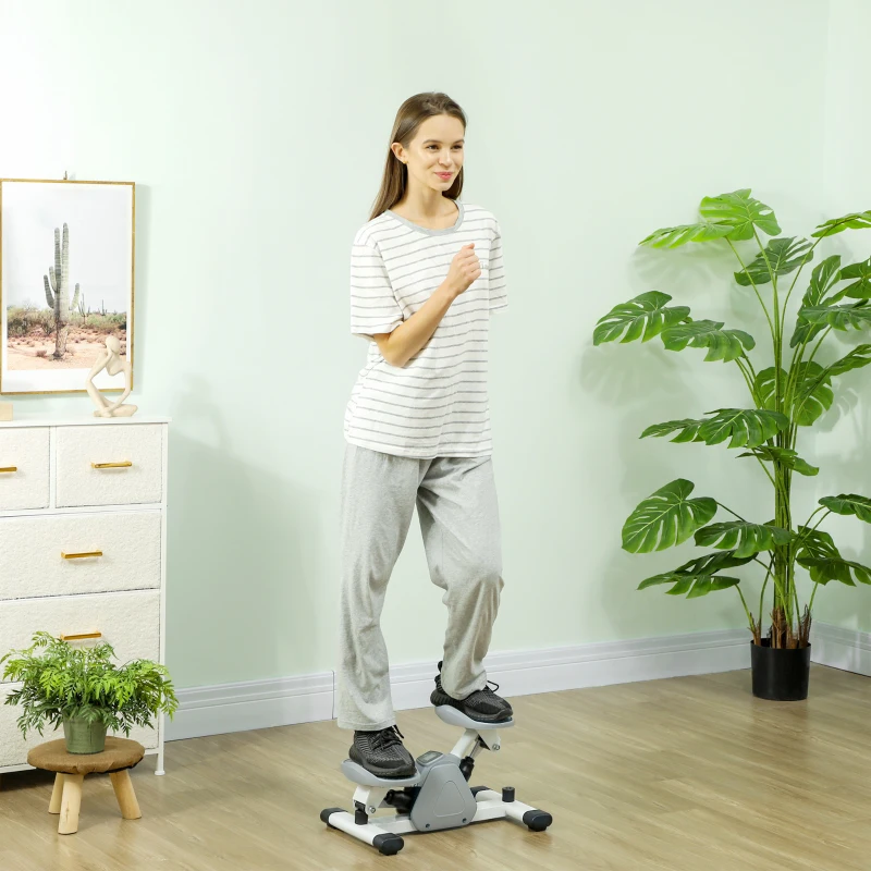 SPORTNOW Mini-stepper, stepmachine voor workouts en fitnessoefeningen, met LCD-monitor en antislippedalen, grijs