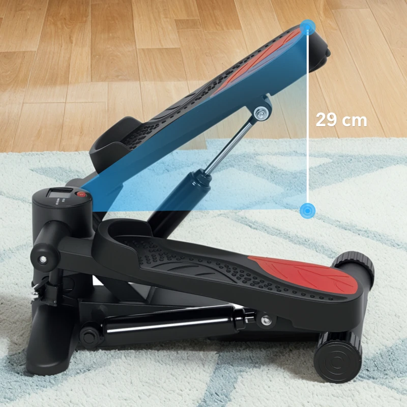 SPORTNOW Mini-stepper, compact stepperapparaat voor workouts, fitness-stepper met LCD-monitor en antislippedalen, zwart
