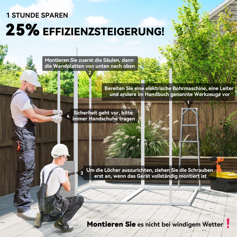 Outsunny Tuinhuis, tuinschuur met venster, afsluitbare deur, kunststof, grijs(m-4)