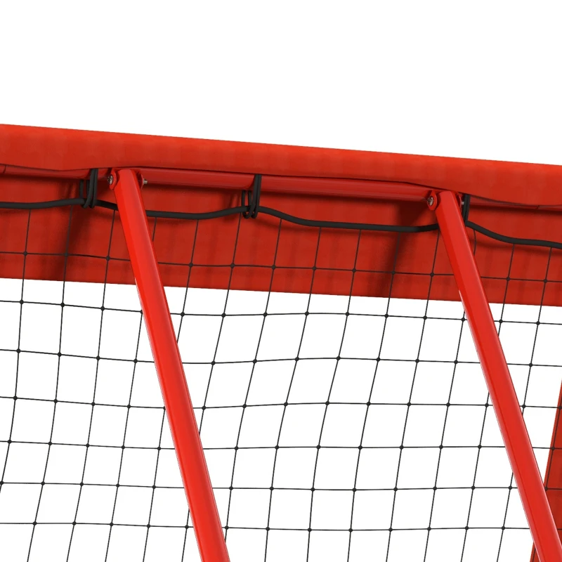 HOMCOM Voetbal-terugkaatsnet, verstelbaar, opvouwbaar, metalen frame, weerbestendig PE-net, incl. haringen, Rood