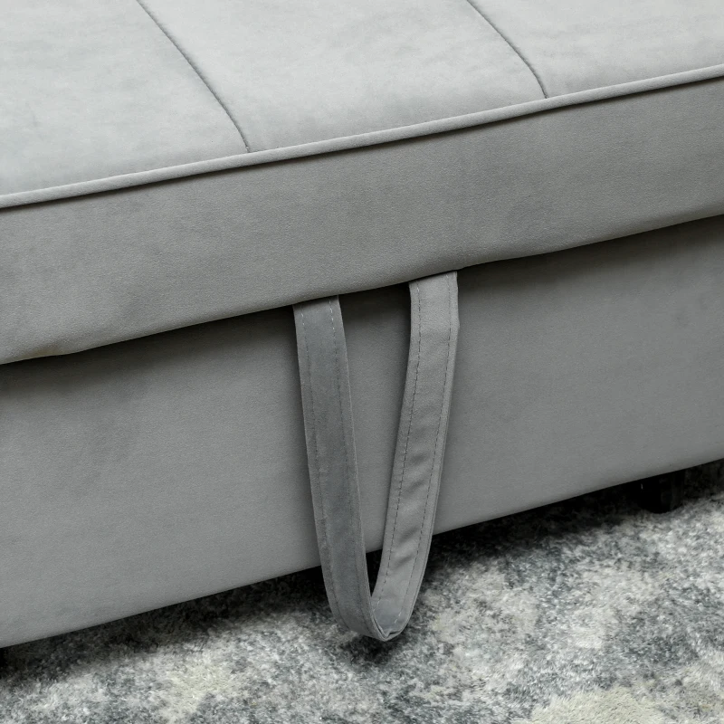 HOMCOM 4-in-1 bank, verstelbare sofa, slaapbank, met kussens, stoffen bekleding, voor woonkamer, slaapkamer, grijs