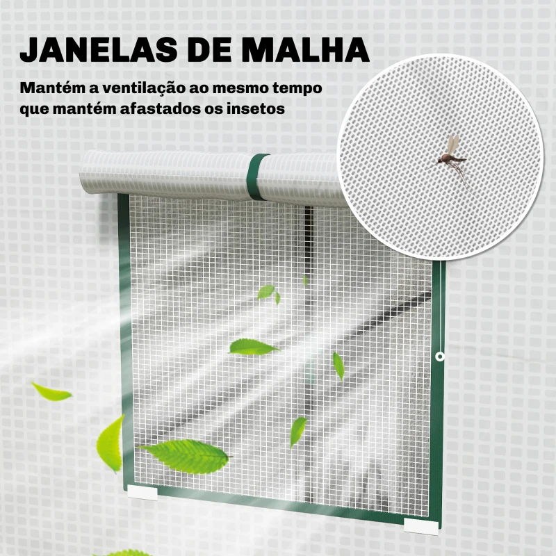 Outsunny Estufa de Exterior com Janelas de Rede e Porta com Fecho de Correr para Cultivar Plantas e Flores 196x77x197 cm Branco