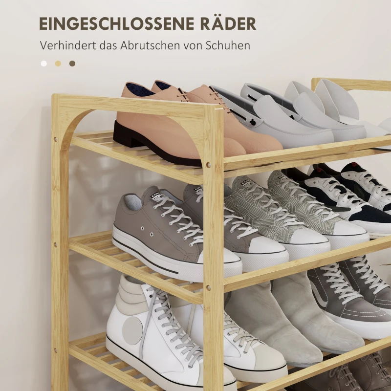 HOMCOM Schoenenrek met 4 lagen, schoenenopberger voor maximaal 12 paar schoenen, schoenenkast voor hal of entree, naturel
