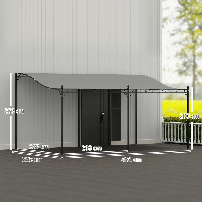 Outsunny 3 x 5 m Pergola, Flexibles Gartendach mit wasserfester Plane und Metallrahmen, Schattenspender, Dunkelgrau