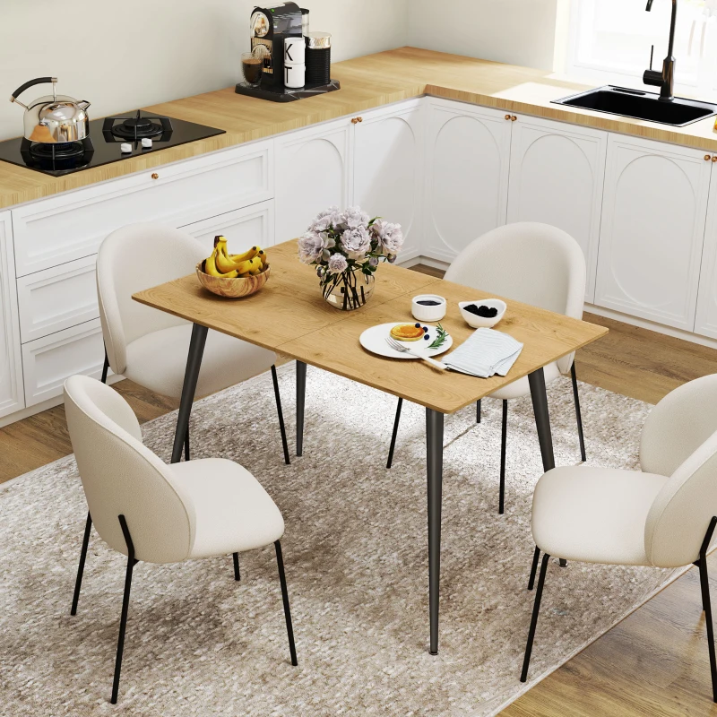 HOMCOM Uitschuifbare eettafel, uitbreidbare tafel voor 6-8 personen, keukentafel met stevige stalen poten(m-7)