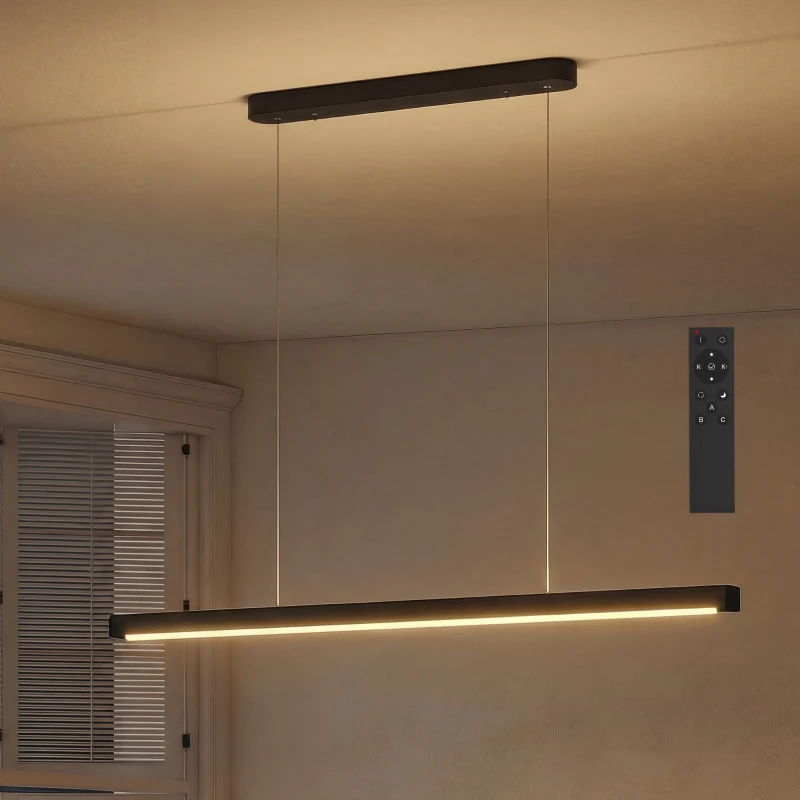 HOMCOM Pendelleuchte mit Fernbedienung und Speicherfunktion, Dimmbar mit einstellbaren Farbtemperaturen