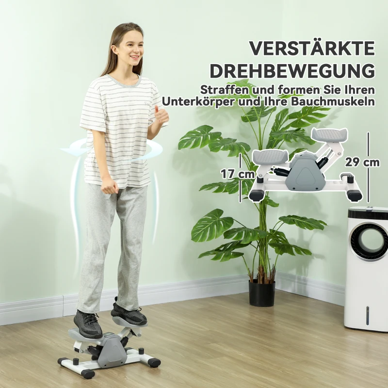 SPORTNOW Mini-stepper, stepmachine voor workouts en fitnessoefeningen, met LCD-monitor en antislippedalen, grijs