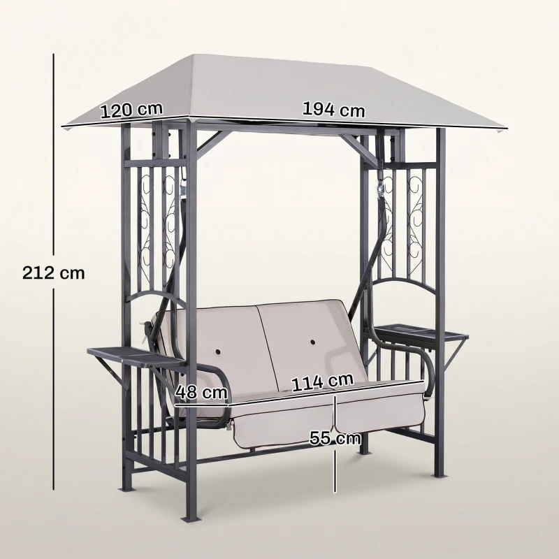 Outsunny Garden Texteline 2 Person Swing Chair-Beige