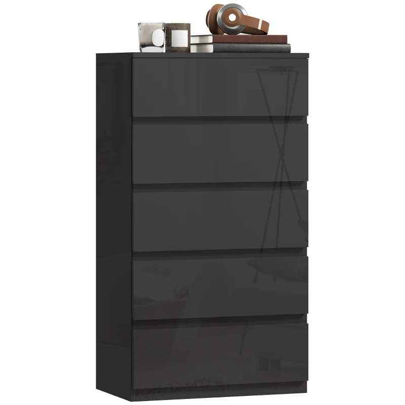 HOMCOM Chest of Drawers, 5-Drawer Storage Cabinets, Modern Dresser, Storage Drawer Unit for Bedroom