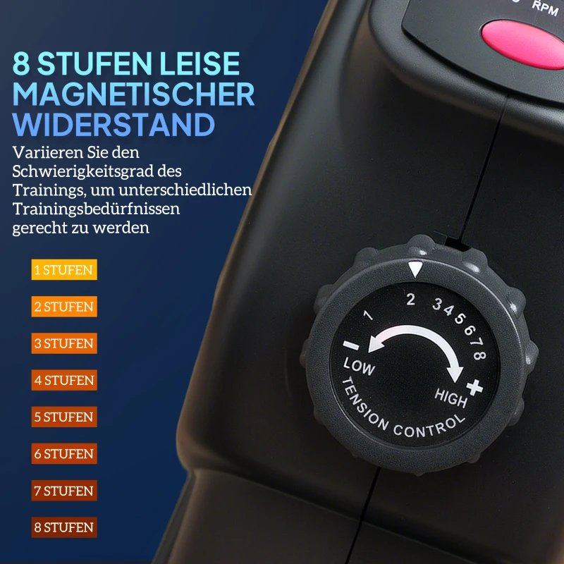 SPORTNOW Mini-trainingswiel, voetpedaaltrainer, trainingsapparaat met 8 weerstandsniveaus, LCD-display, metaal, kunststof, zwart