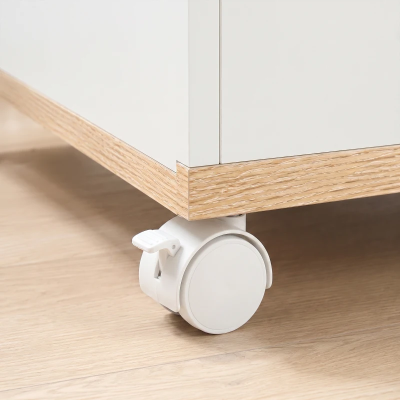 HOMCOM TV-meubel op wielen met remmen, tv-meubel met kast en verstelbare plank, wit en eiken
