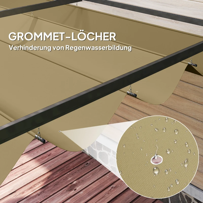 Outsunny Pergola, Robuster Sonnenschutz für Garten, Balkon, Terrasse, aus Metall und Kunststoff, UV- und wasserabweisend, Khaki