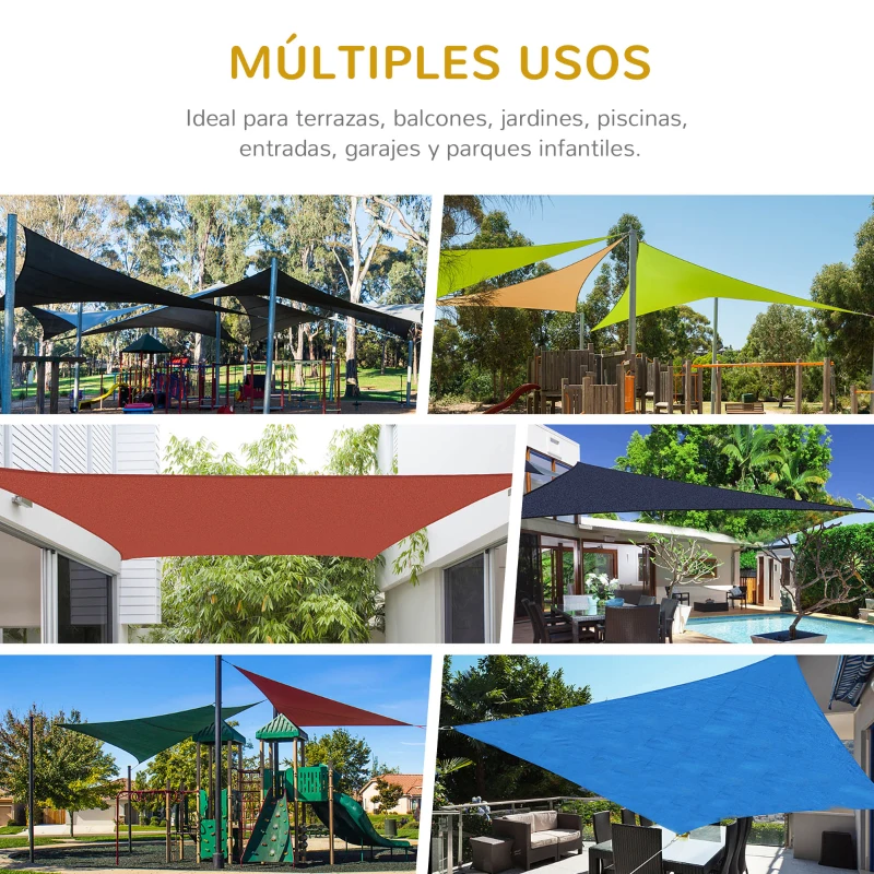 Outsunny Toldo Vela Rectangular 4x3 m Vela de Sombra para Jardín Patio Terraza HDPE Anti UV y Transpirable Color Arena