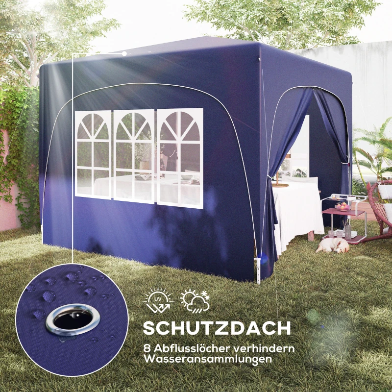 Outsunny 3 x 3 m Pavillon, Pop-up Gartenzelt mit Seitenwänden und Tragetasche, UPF50+, höhenverstellbar, Sand
