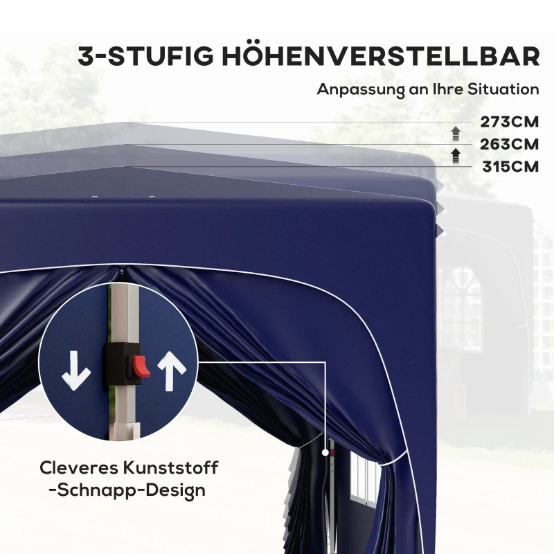 Outsunny 3 x 3 m Pavillon, Pop-up Gartenzelt mit Seitenwänden und Tragetasche, UPF50+, höhenverstellbar, Sand