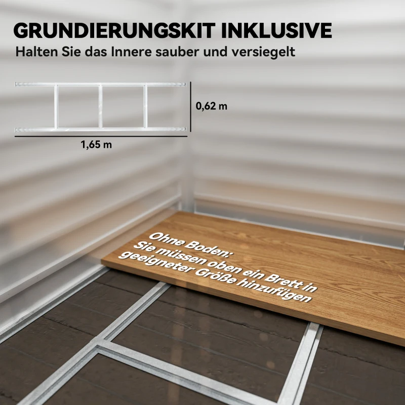 Outsunny Metalen Tuinhuis 2,3m² 142x184x181cm – Tuinschuur met Fundament, Lessenaarsdak, Raam, Slot & Handschoenen – Weerbestendig Gereedschapshuis voor Achtertuin – Lichtgrijs(m-5)