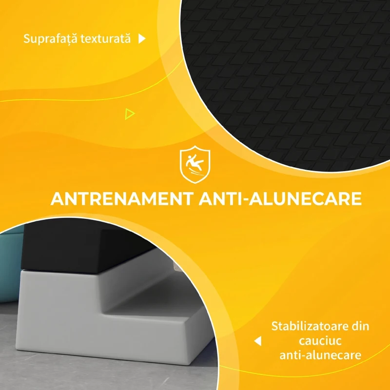 SPORTNOW Stepper Reglabil pe Înălțime cu Trepte Detașabile și Bază Antiderapantă, din ABS, 97x36x15/20/25 cm, Gri