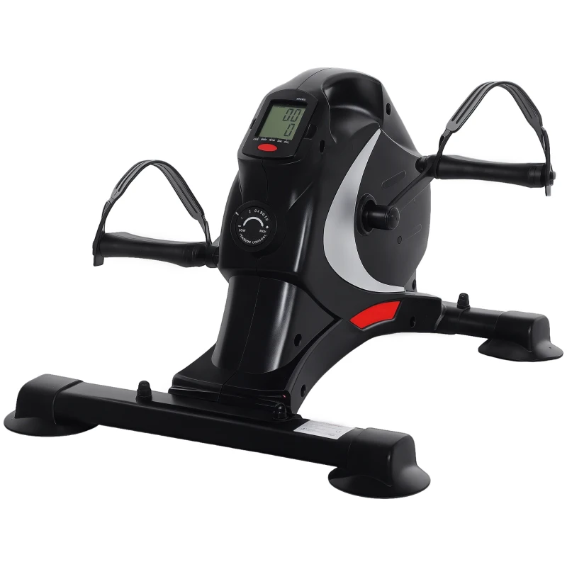 SPORTNOW Mini-trainingswiel, voetpedaaltrainer, trainingsapparaat met 8 weerstandsniveaus, LCD-display, metaal, kunststof, zwart