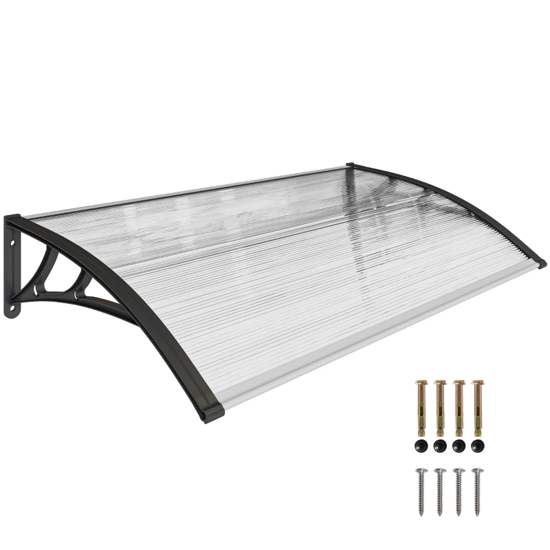 Outsunny Deurluifel/raamluifel, weersbestendig, transparant, aluminium stangen/polycarbonaat, 110 x 60 x 18 cm