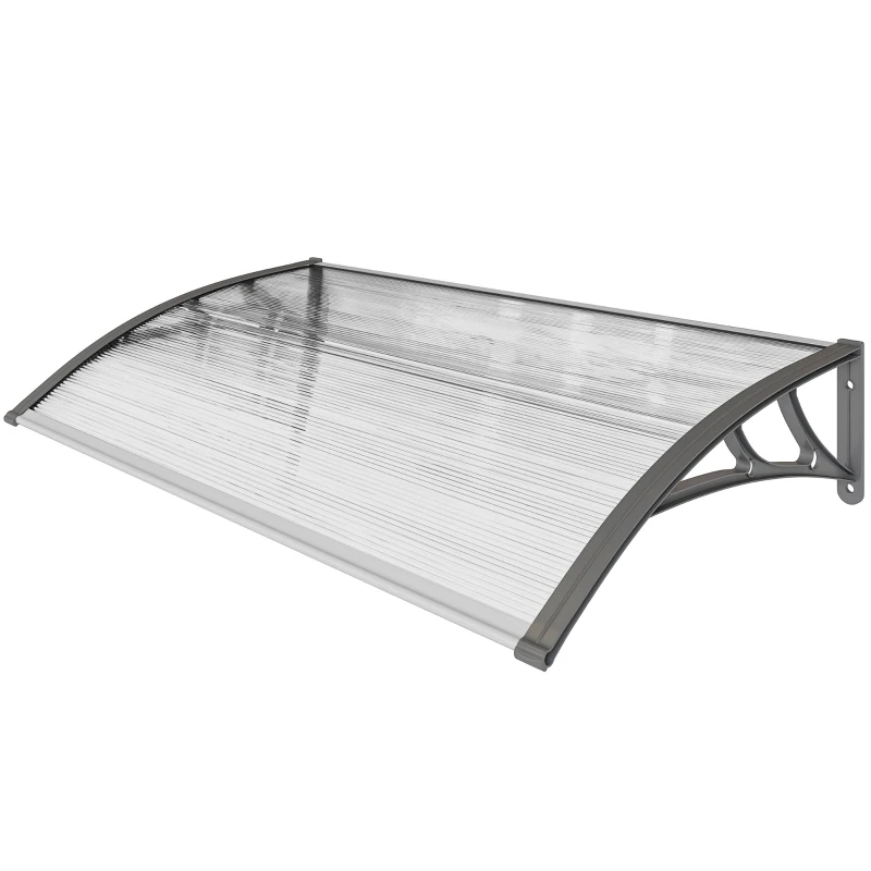 Outsunny Deurafdak, bescherming tegen regen, wind en hagel, polycarbonaat, aluminium verbindingsstangen, 110 x 60 x 18 cm, grijs