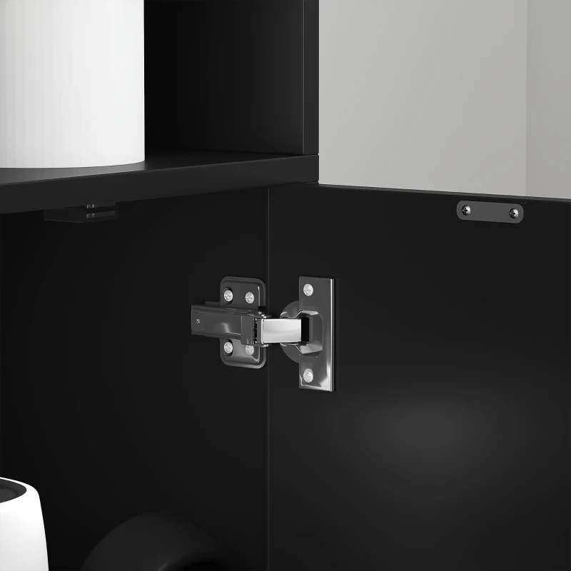 HOMCOM Estante para Livros de 6 Níveis Portas e 4 Prateleiras Abertas para Sala Escritório 59x29x180 cm Preto