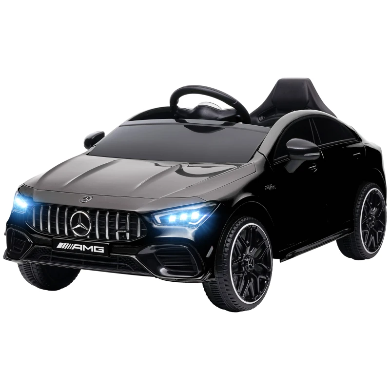AIYAPLAY Kinder elektrische auto, afstandsbedienbaar, met transportrollen, LED-lichten, toeter, voor kinderen van 3-6 jaar, Zwart
