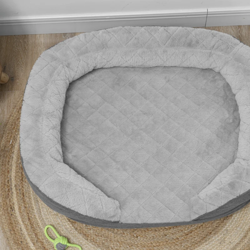PawHut Hundebett für Hunde bis 25 kg, abnehmbarer Bezug, rutschfeste Füße, 90 x 78 x 25 cm, Grau(m-8)