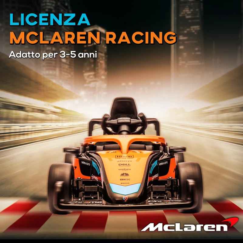 AIYAPLAY Macchina Elettrica per Bambini 3-5 Anni con Licenza McLaren, Telecomando e Clacson, 115x67x50 cm, Arancione
