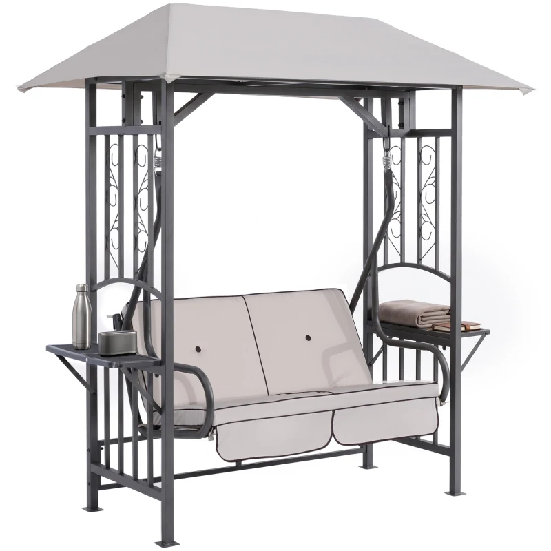 Outsunny Garden Texteline 2 Person Swing Chair-Beige