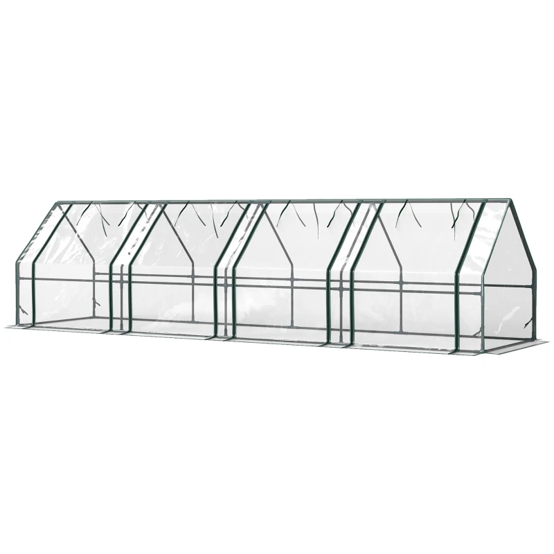 Outsunny Kas met ritsvenster, winterbestendige buiskas van staal 360 x 90 x 90 cm transparant