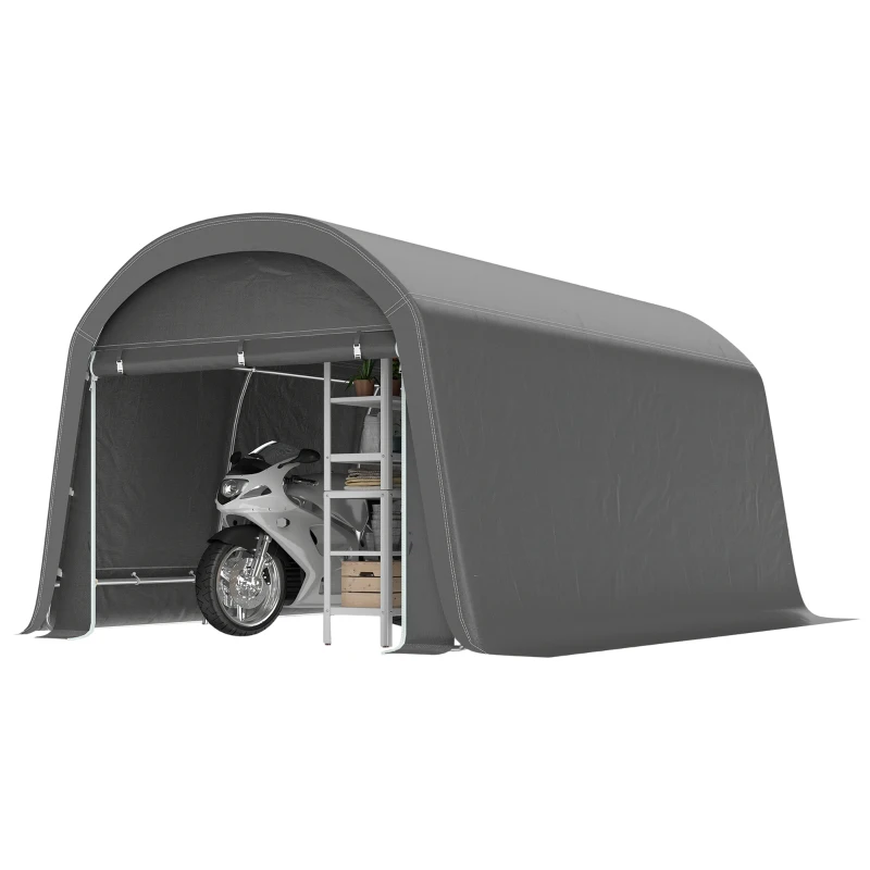 Outsunny /Gartenschuppen mit Kunststoff-Plane, Werkzeugzelt, aufstellbare Garage, 300B x 450T x 230H cm, Dunkelgrau