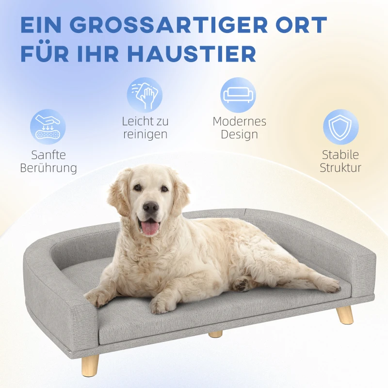 PawHut Hundesofa für große Hunde bis 30 kg, gepolsterte, Kiefernholzbeine, 98 x 67 x 25 cm, Grün(m-7)