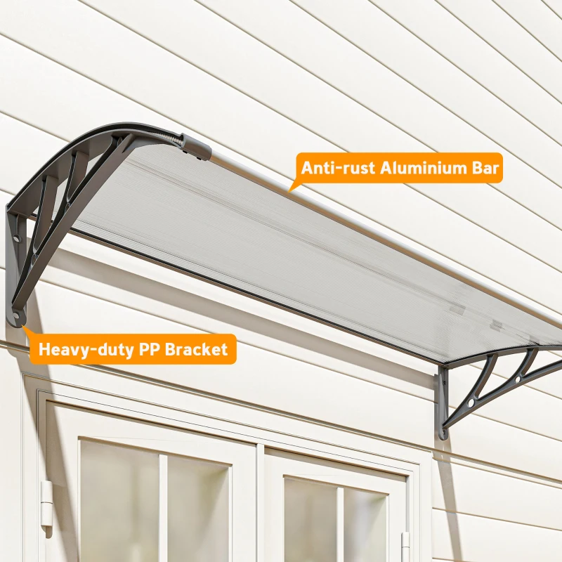 Outsunny Front Door Canopy, Outdoor Awning, Rain Shelter, 110 x 60cm, Grey