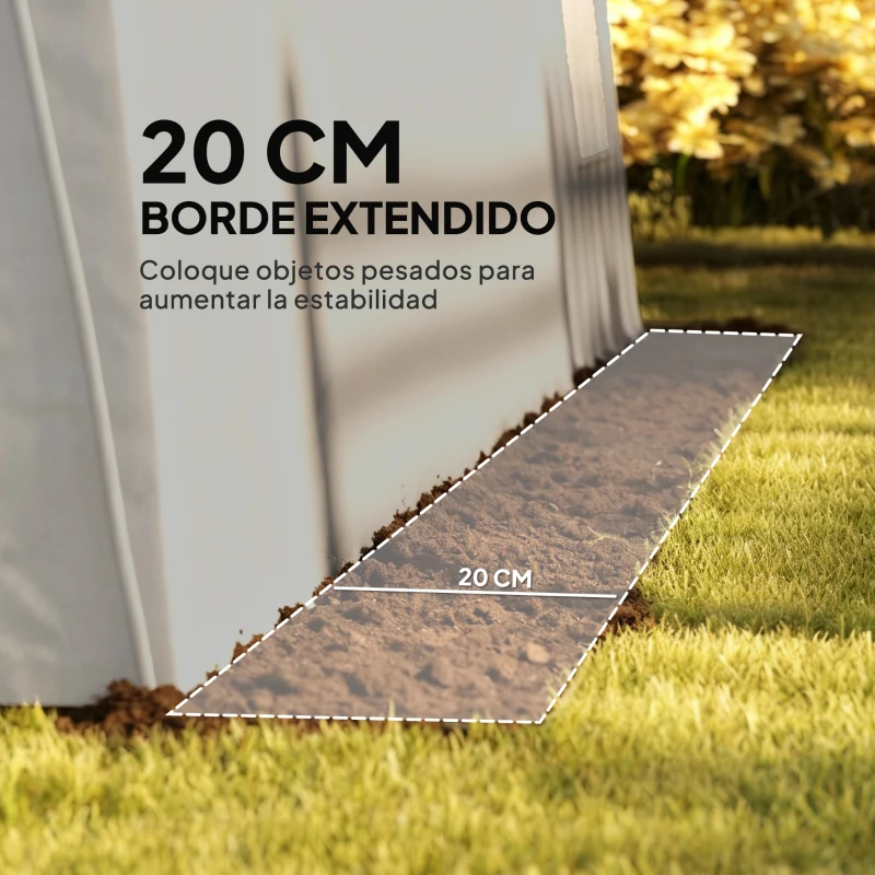 Outsunny Carpa de Almacenamiento Exterior 3x6 m con Tela PE Resistente al Agua y Rayos UV Puerta Enrollable y Ventanas Gris