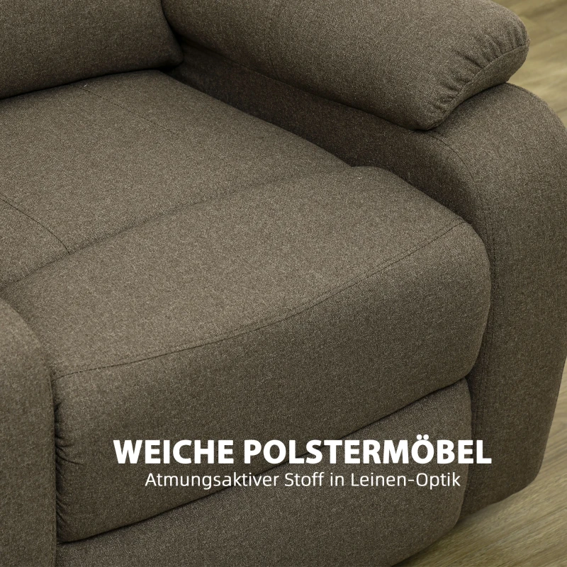 HOMCOM Relaxsessel, Liegefunktion und Fußstütze, verstellbar, bis 150 kg, Stahlrahmen, 90 x 96 x 98 cm, Braun