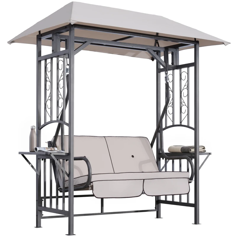 Outsunny Garden Texteline 2 Person Swing Chair-Beige